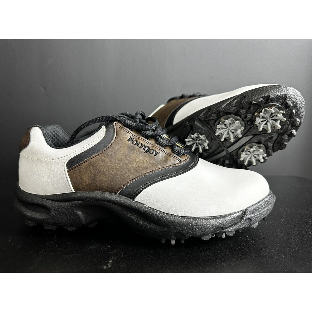 FootJoy Golf Shoes‎ 7.5 Men's White/Brown Saddle Low Top Gently Worn GreenJoys